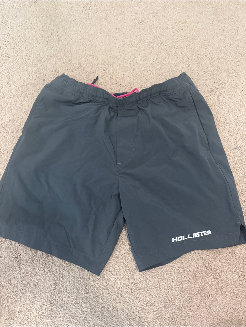 Hollister Charcoal Sport Shorts with White Logo